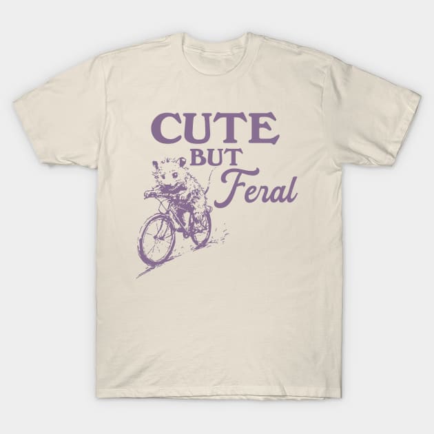 Cute But Feral Possum On A Bike Shirt, funny possum meme T-Shirt by Y2KSZN